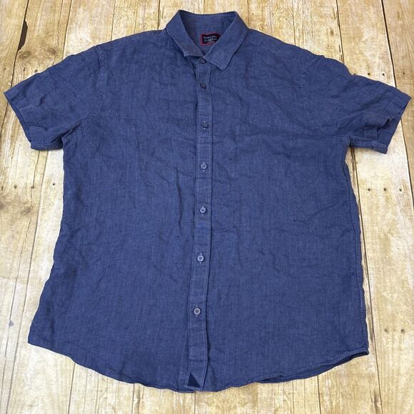 Untuckit Linen Short Sleeve Shirt Slim Fit Wrinkle Resistent Mens Size XL - Picture 4 of 10